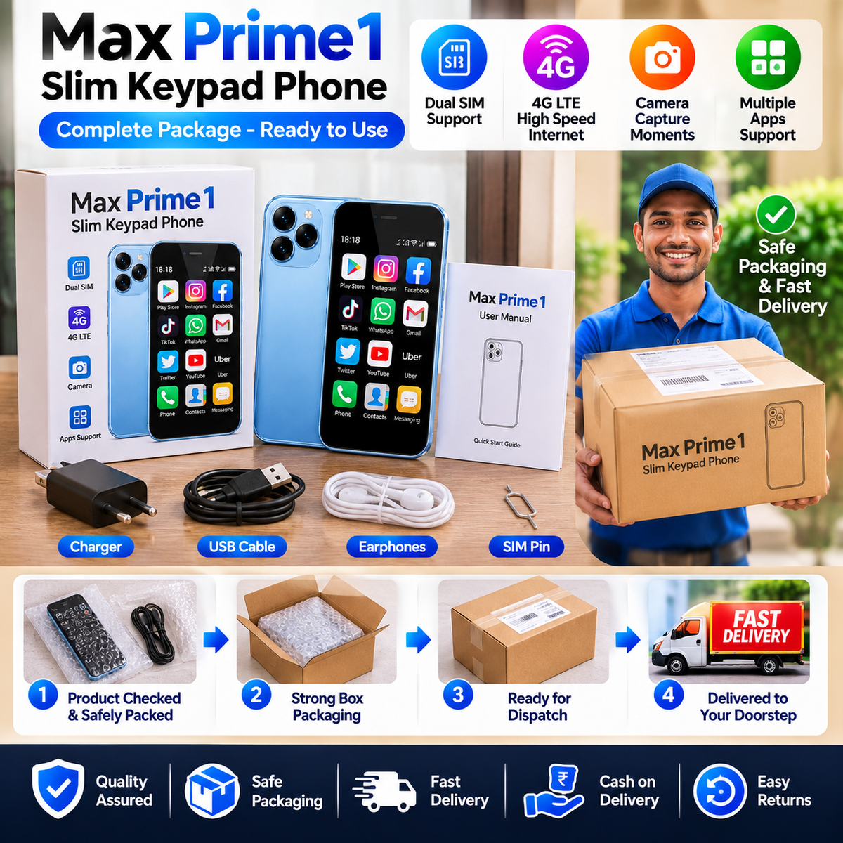 Max Prime1 Slim Keypad Phone